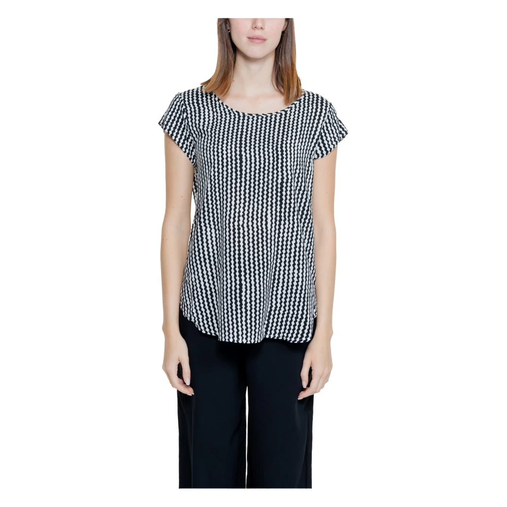 Only Korte mouw blouse met AOP-print Black Dames