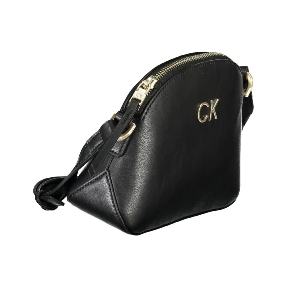 Calvin Klein Zwarte Polyester Schoudertas met Logo Black Dames
