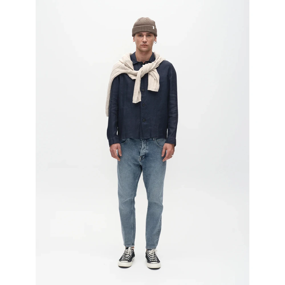 Gabba Faded Stretch Jeans Blauw Tapered Been Blue Heren