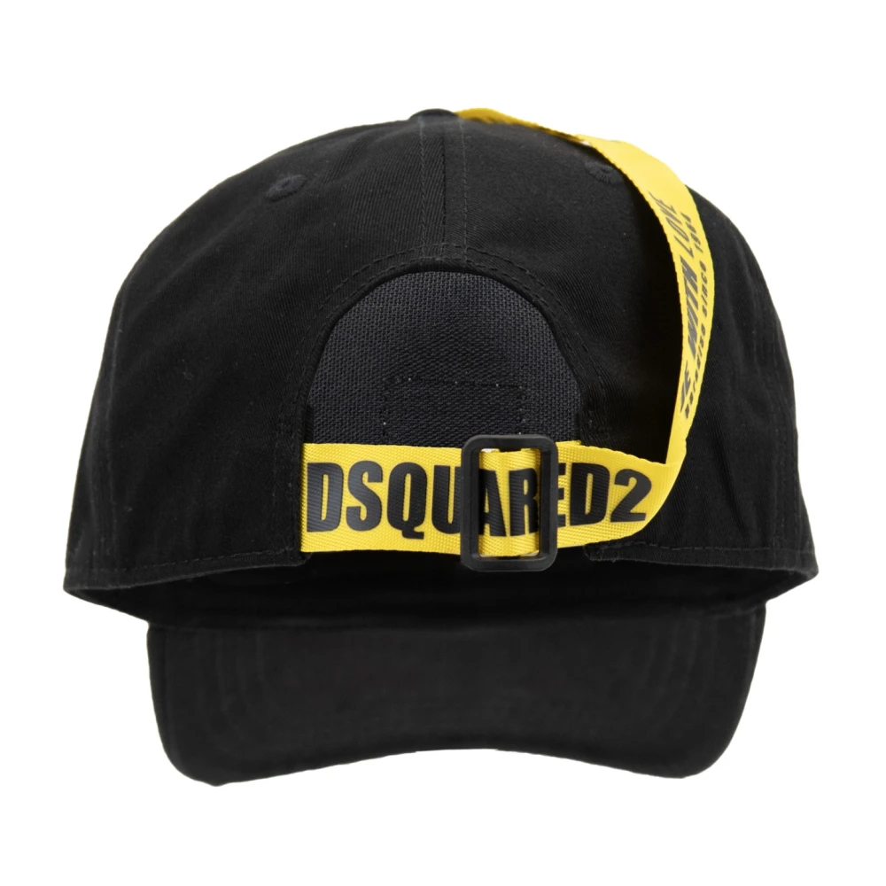 Dsquared2 Gestikte Logo Baseball Cap Fibbia Black Unisex