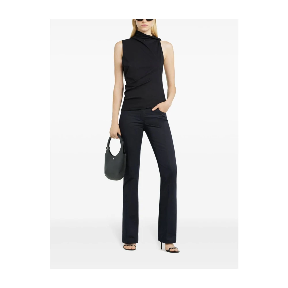 Courrèges Zwarte Mouwloze Jersey Top met AC Borduurwerk Black Dames