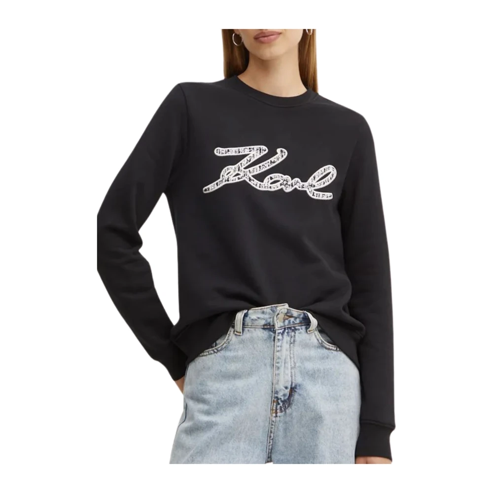 Karl Lagerfeld Punt boucle handtekening sweat 246w1812 Black Dames