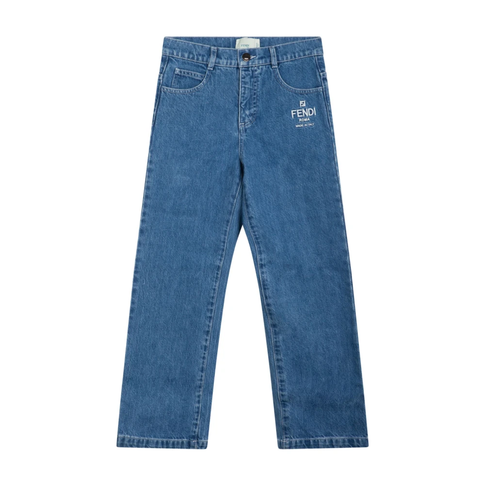 Fendi Kids Wash Denim Trousers - Male - Jeans - Blue - 10 Y - Kids