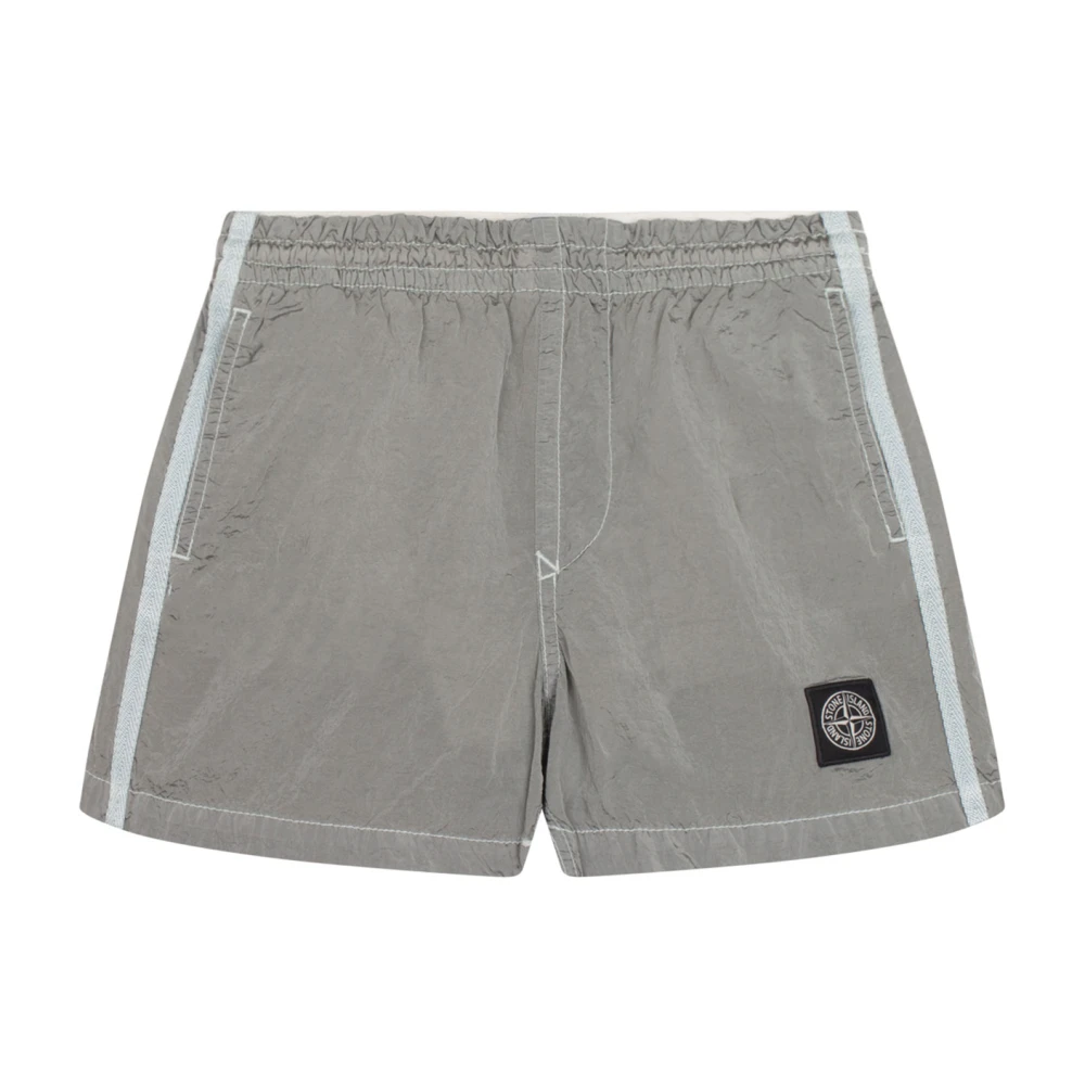 Stone Island Men's Grey Swim Shorts With Compass Motif