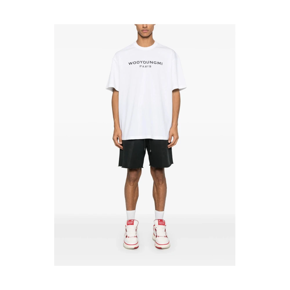 Wooyoungmi Witte Crew Neck Drop Shoulder T-shirt White Heren