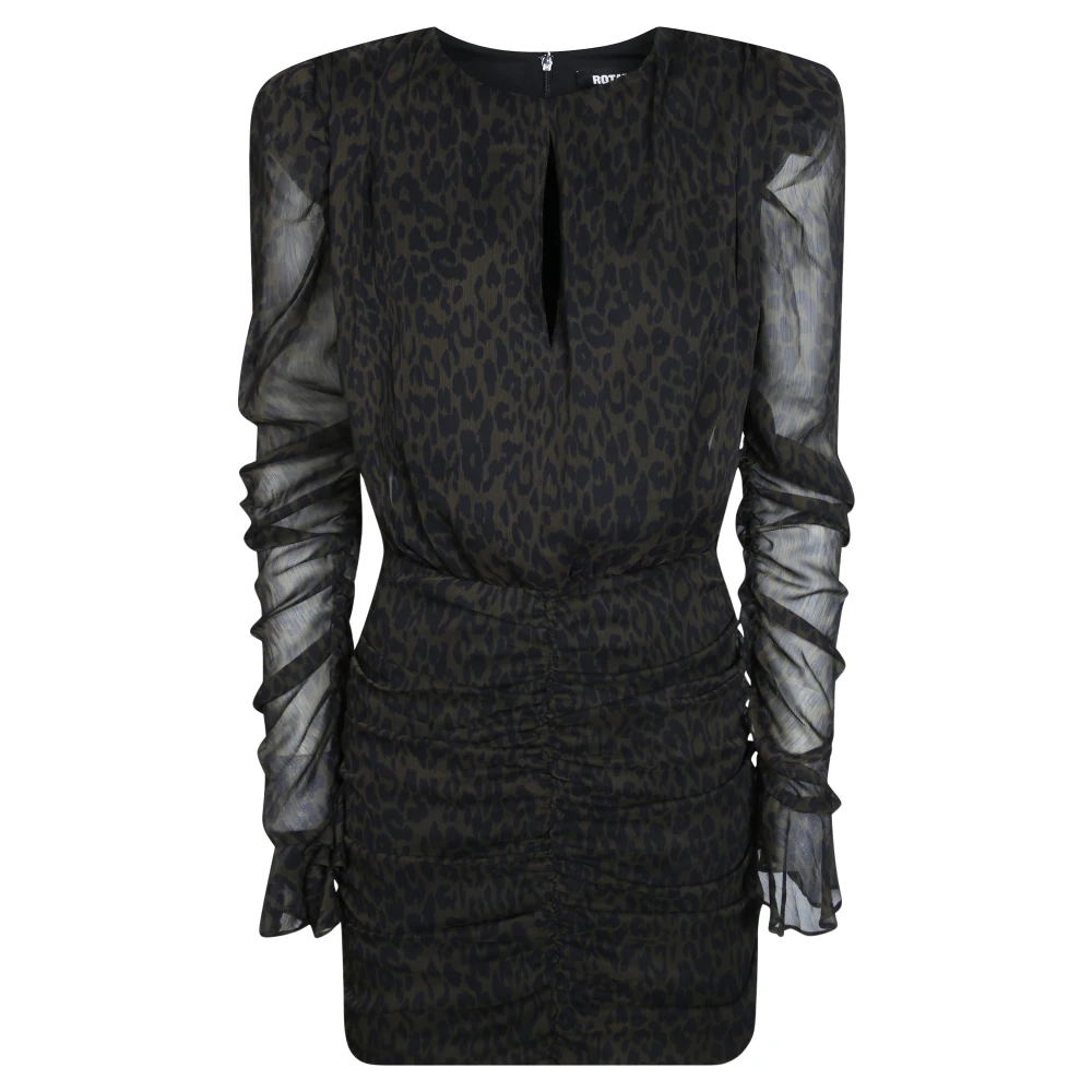 Rotate Birger Christensen Ruched Flower Mini Dress - Female - Short Dresses - Brown - Xs - Dresses