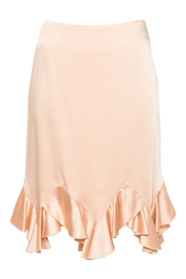 Ruffled Satin Midi Kjol