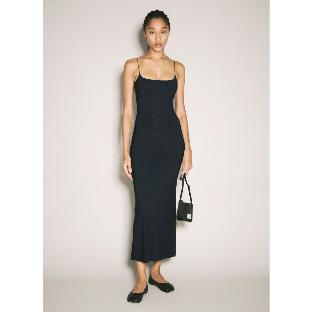 MM6 Maison Margiela Signature Stitching Maxi Dress Black Dames