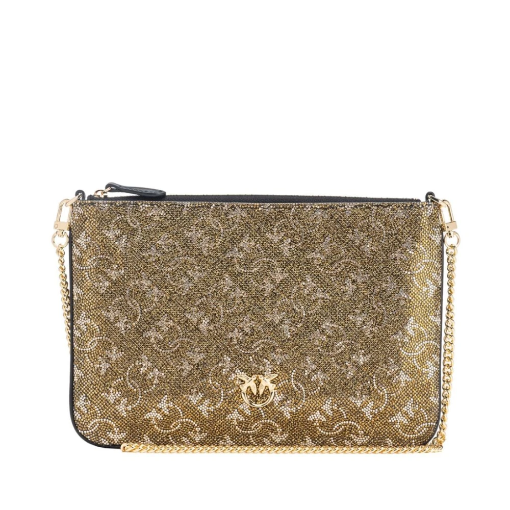 pinko Gouden Monogram Ketting Schoudertas Yellow Dames