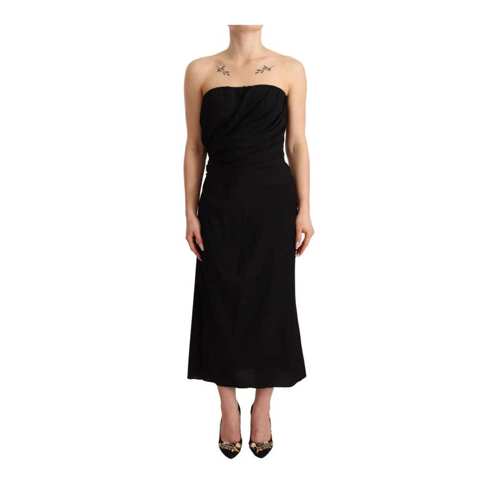 Dolce & Gabbana Women's Black Maxi Dresses, S, Elegant Strapless Midi Dress