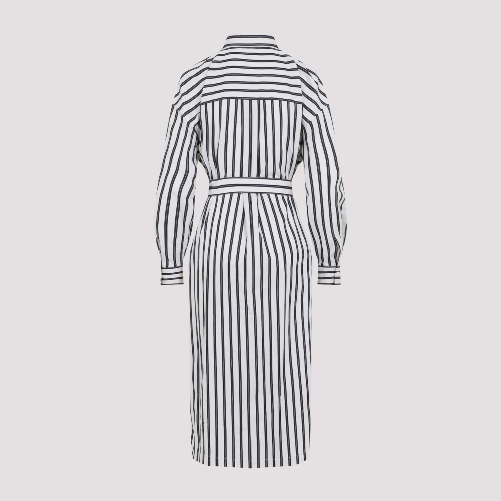 BRUNELLO CUCINELLI Witte Katoenen Jurk Elegante Stijl Black Dames
