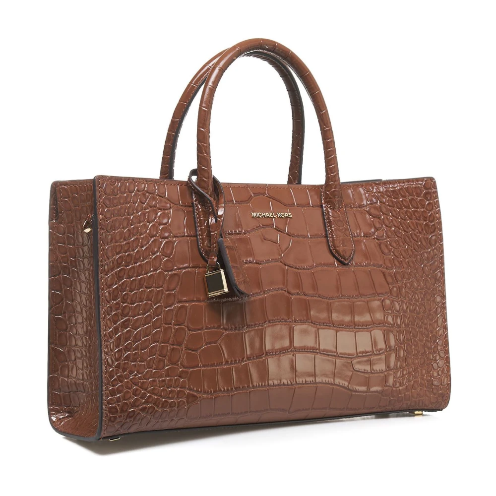 Michael Kors Bruine Krokodillen Handtas met Afneembare Band Brown Dames