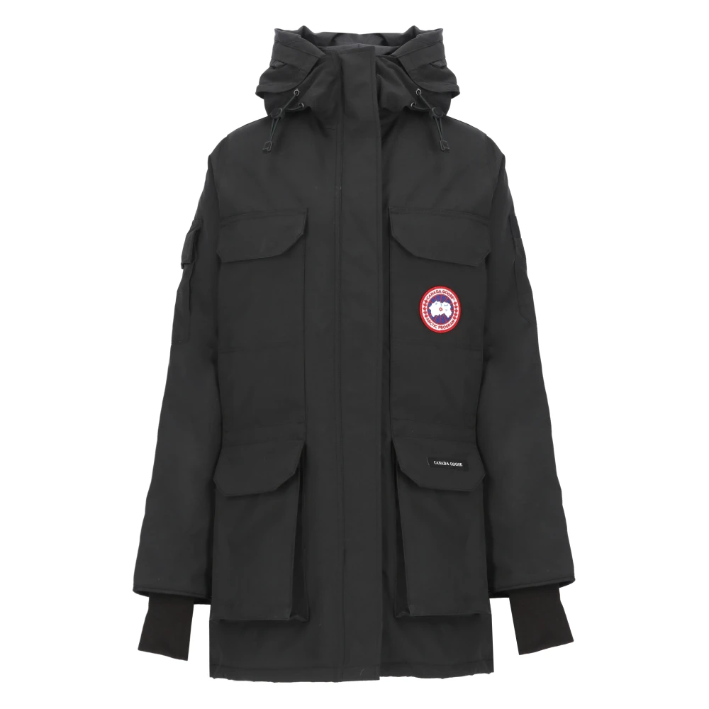 Canada Goose Svart Parka med Hög Hals och Huva Black, Dam