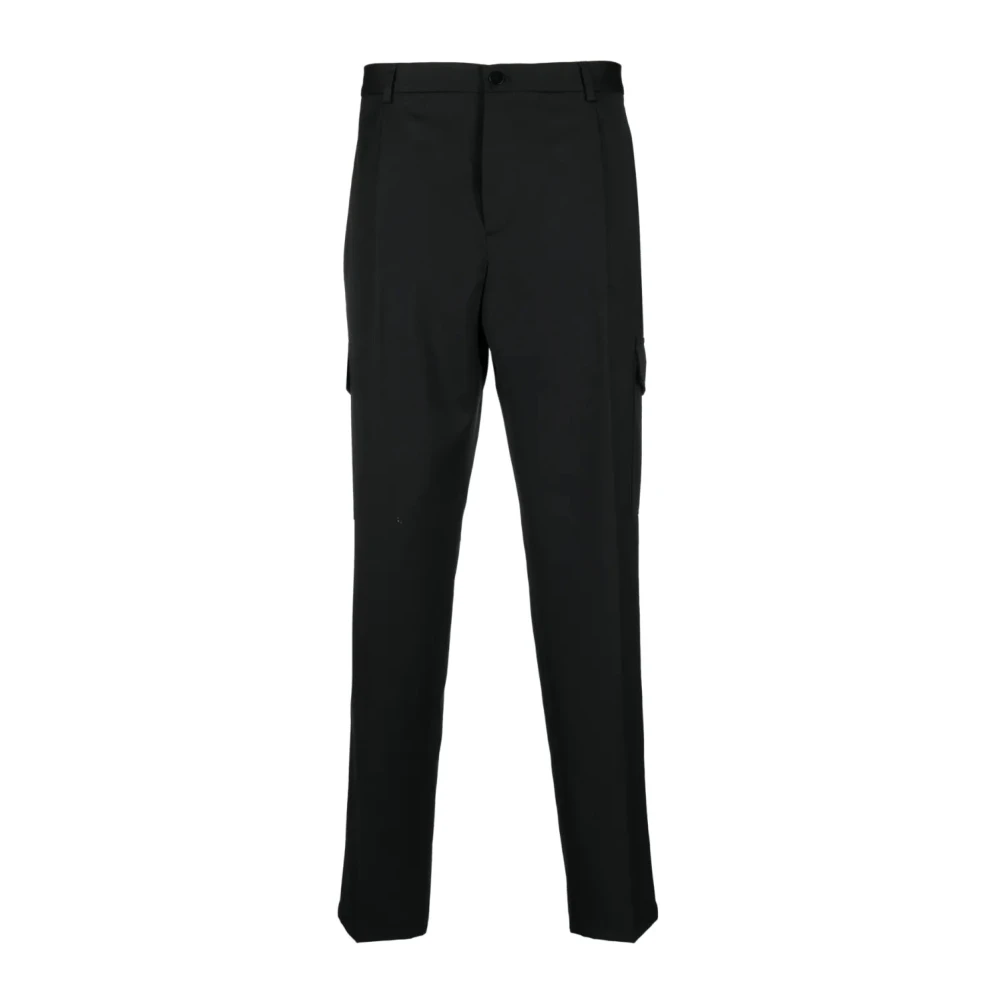 Calvin Klein Men's Black Straight Trousers,, Wool Cargo Trousers In W34 L32