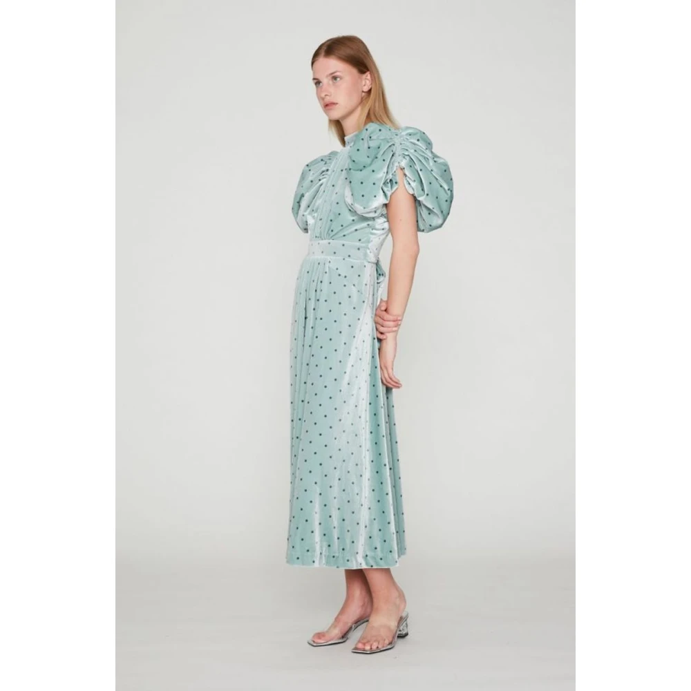 Rotate Birger Christensen Polka Dot Midi Jurk Blue Dames