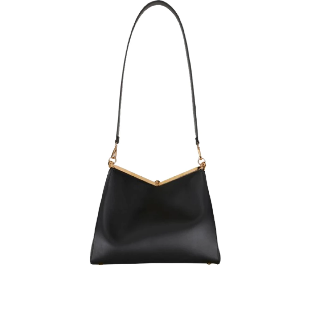 ETRO Grote leren schoudertas met Pegasus medaillon Black Dames