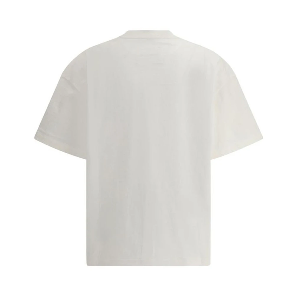Jil Sander Maxi Logo T-shirt met Geribbelde Crew Neck White Dames