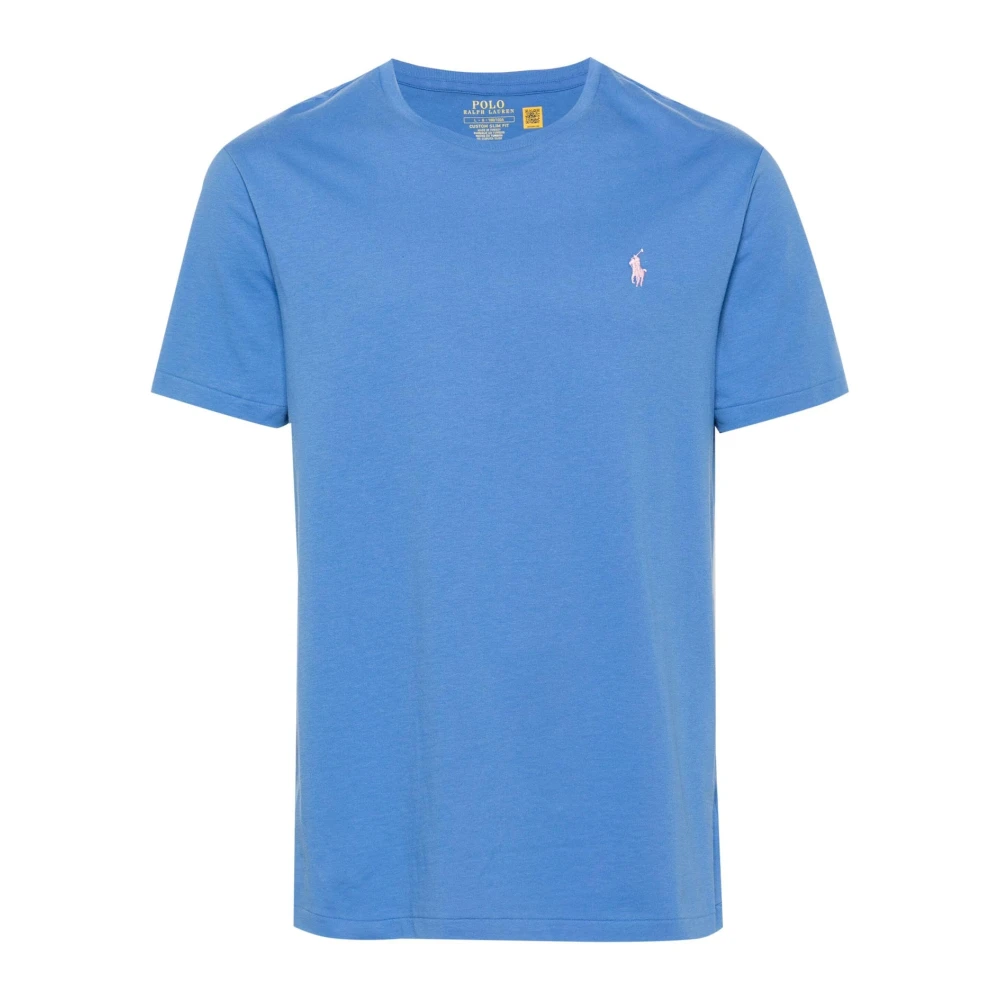 Polo Ralph Lauren Blauwe Crewneck T-shirt met Geborduurde Pony Blue Heren