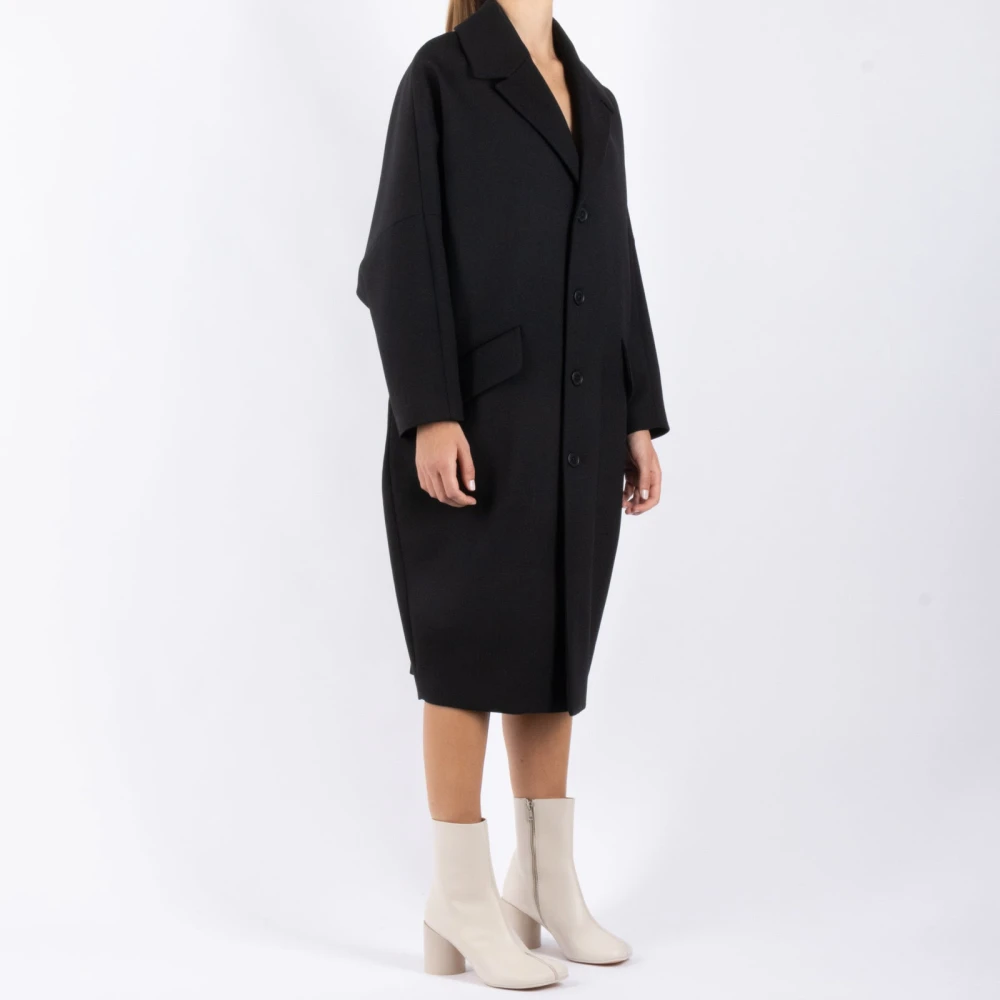 MM6 Maison Margiela Zwarte wollen jas Black Dames