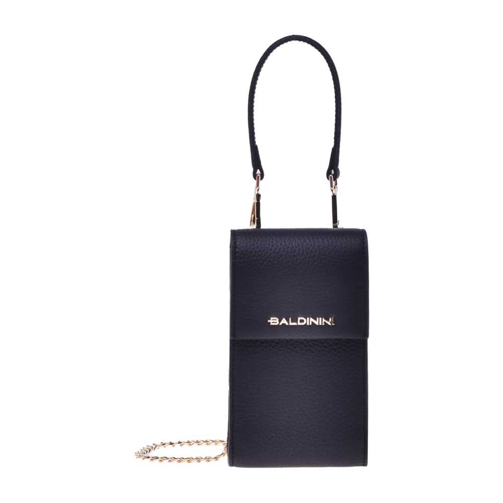 Baldinini Phone holder in black tumbled leather Black Dames