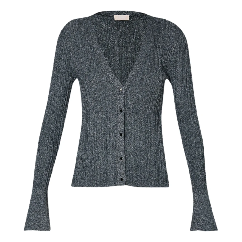 Liu Jo Antraciet Lurex Cardigan Sweater Gray Dames