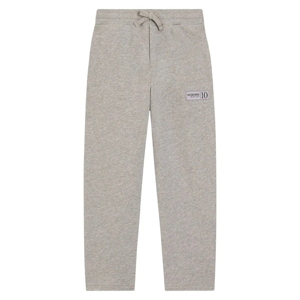 Dolce & Gabbana Gray Sweatpants, Male, 10 Y, Grey Logo Joggers For Boys