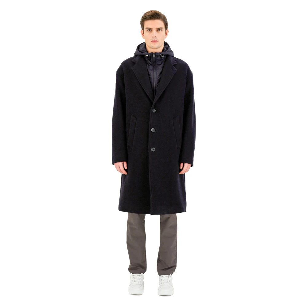 Herno Zwarte jas met afneembare borstharnas Black Heren