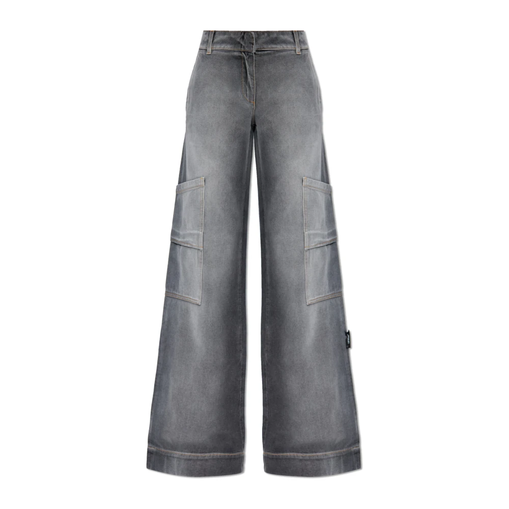 Off White Donna Grigio Jeans Con Logo