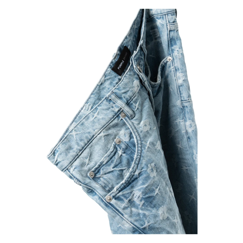 Purple Brand Luxe Jaquard Print Denim Jeans Blue Heren