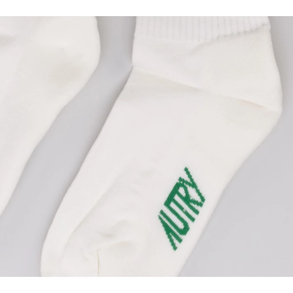 Autry Katoenen Logo Sokken Groene Contrast White Unisex
