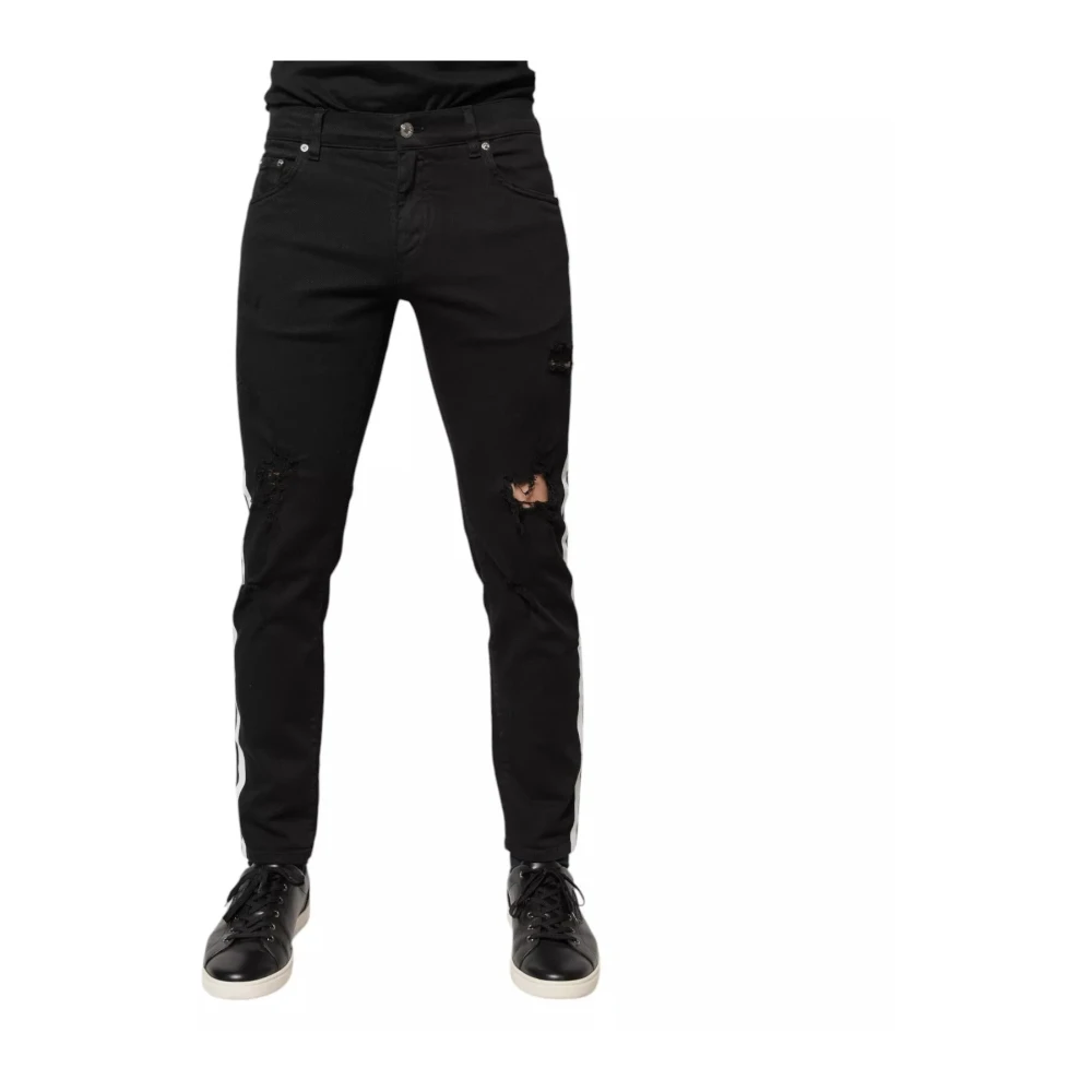 Dolce & Gabbana Men's Black Tattered Skinny Denim Jeans