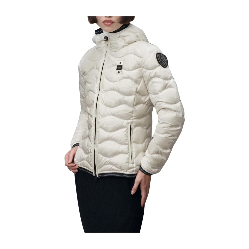 Blauer Nylonjas met stijl 24Wbldc03047 White Dames