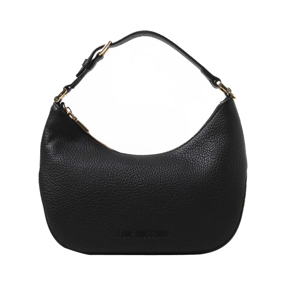 Love Moschino Zwarte Synthetische Schoudertas met Metalen Rits Black Dames