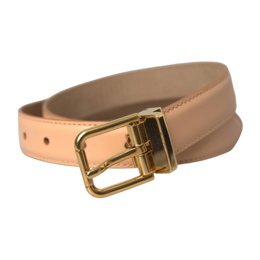 Dolce & Gabbana Beige Leren Metalen Gesp Riem Beige Dames
