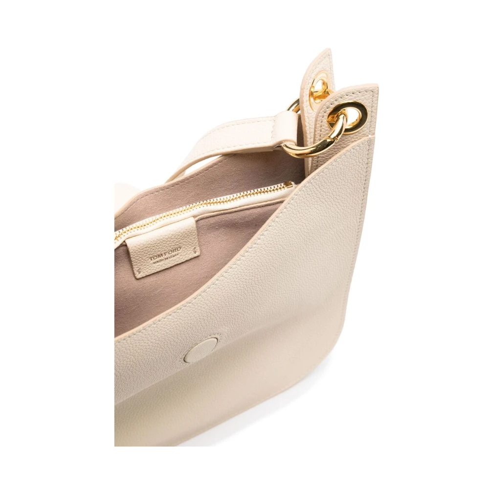 Tom Ford Beige Schoudertas met Magnetische Sluiting Beige Dames