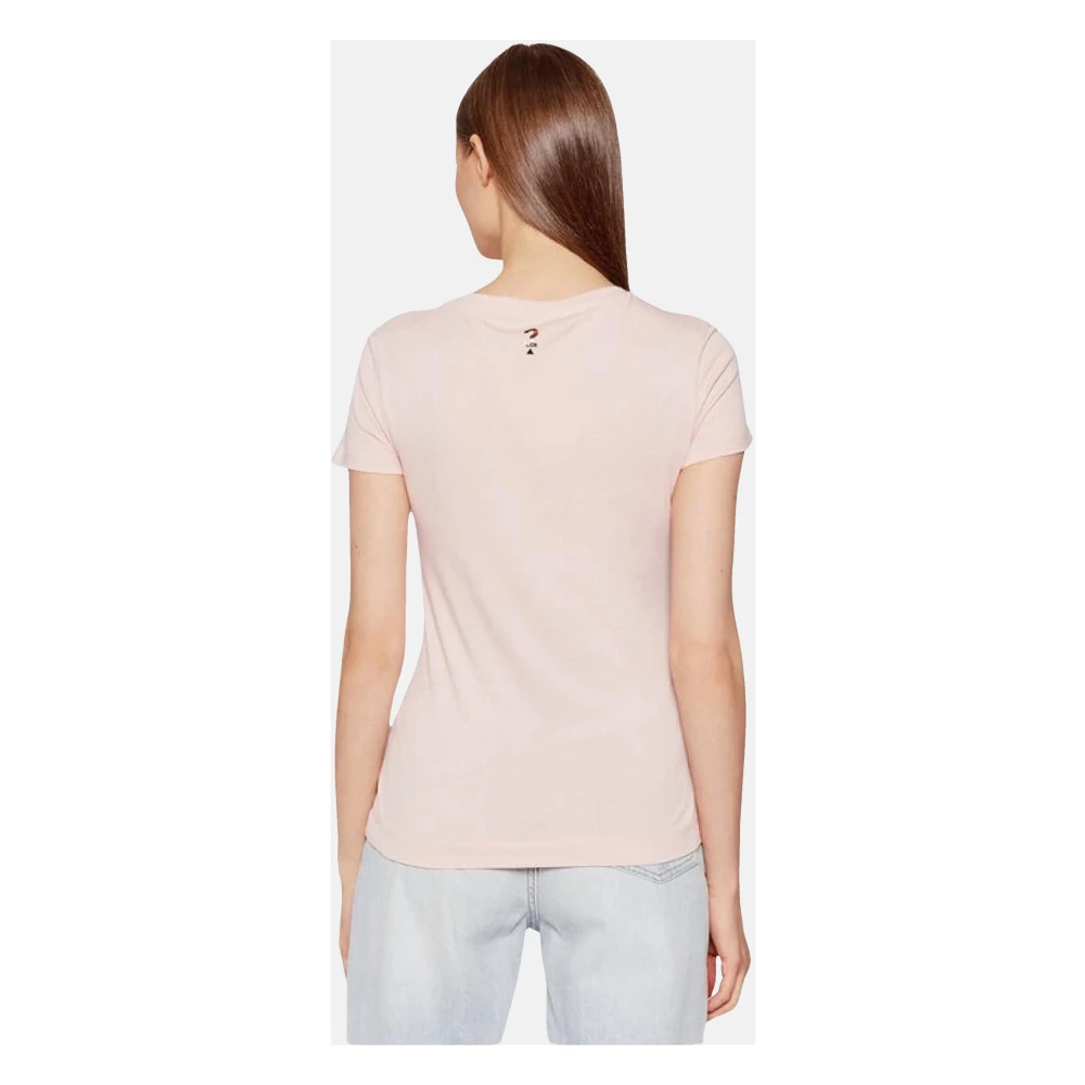 Guess Elegant T-shirt met Paillet Logo Pink Dames