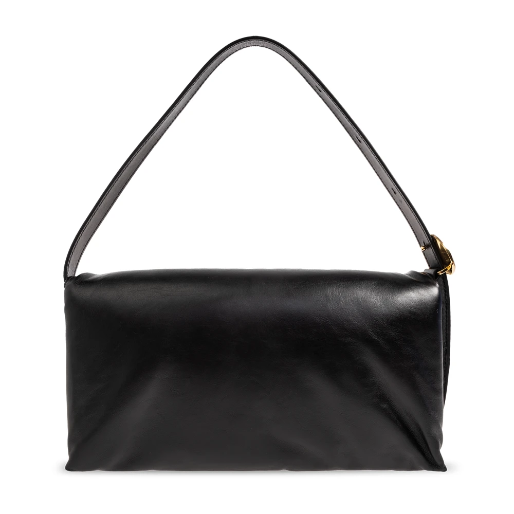 Jil Sander Zwarte Origami Schoudertas Magnetische Sluitingen Black Dames