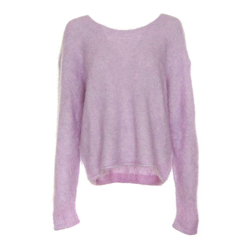 American vintage Gezellig Gebreide Trui met Relaxte Pasvorm Purple Dames
