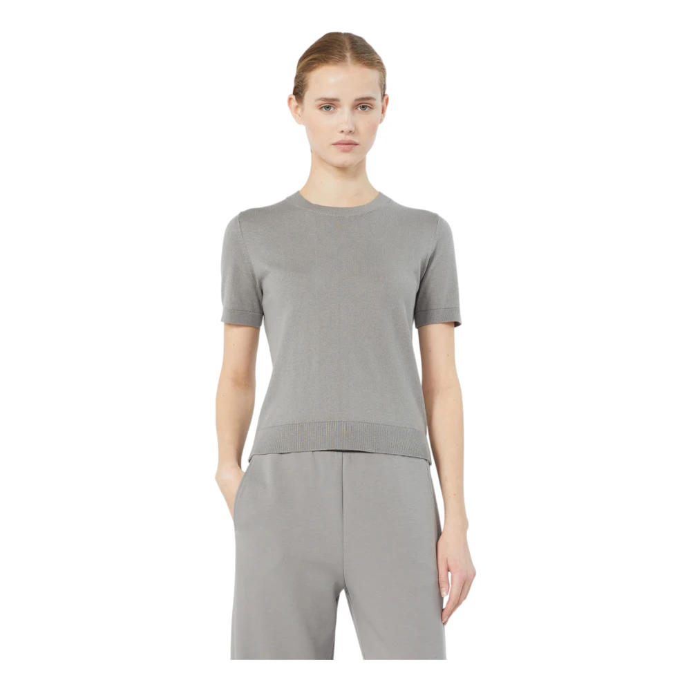 Max Mara Gray Round-Neck Knitwear - Female - Round-Neck Knitwear - L - Knitwear