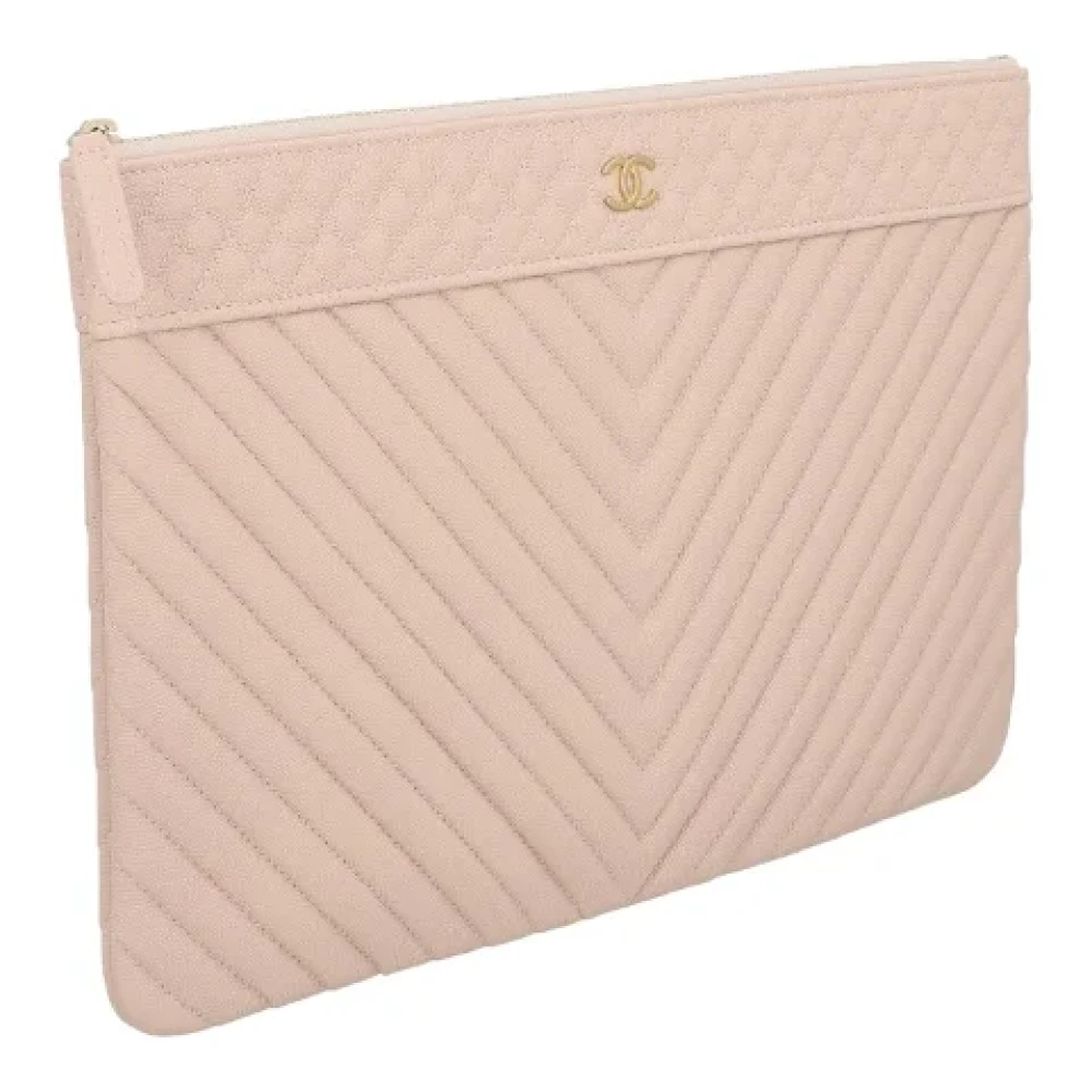 Chanel Vintage Pre-owned Leather clutches Beige Dames