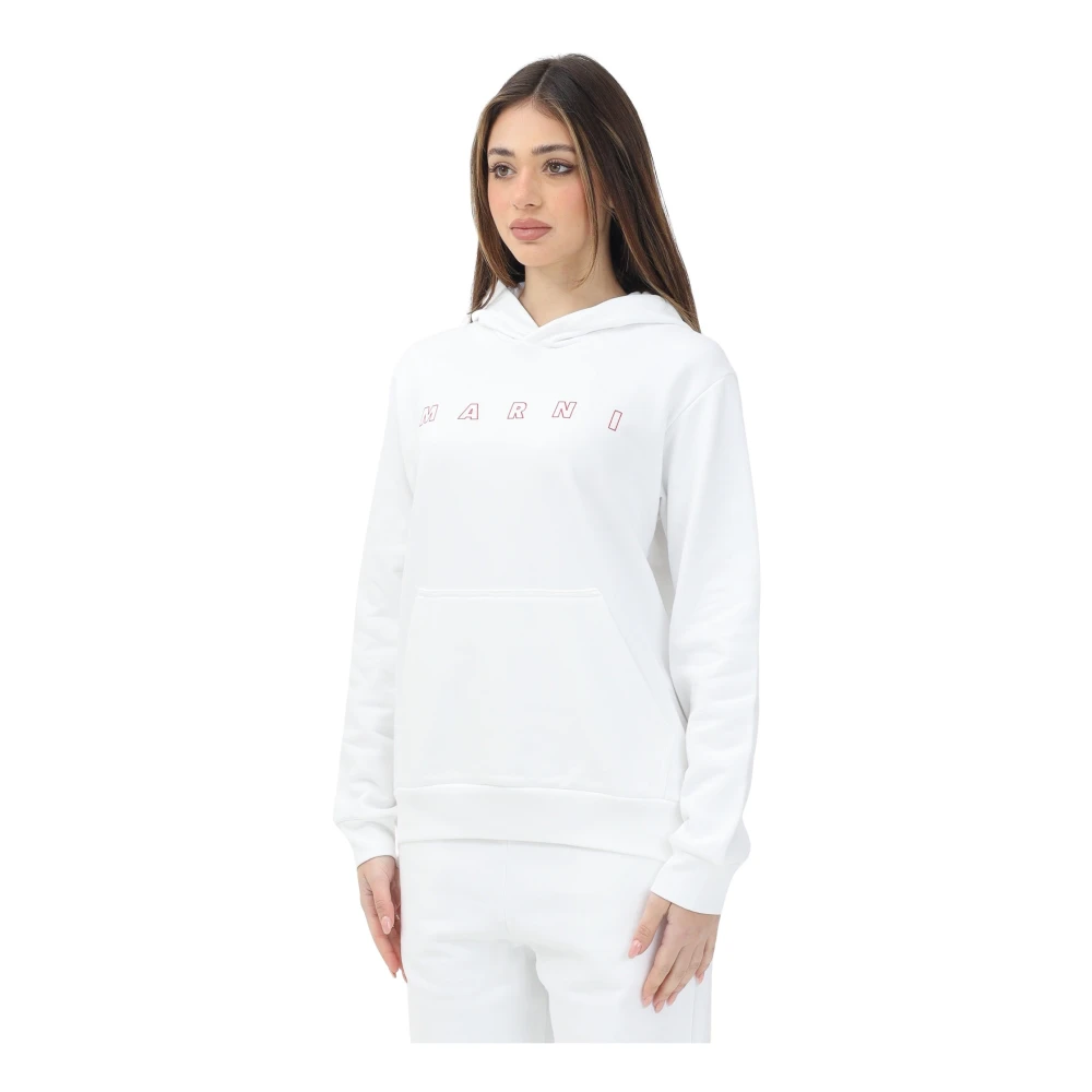 Marni Witte hoodie met contrastlogo White Dames