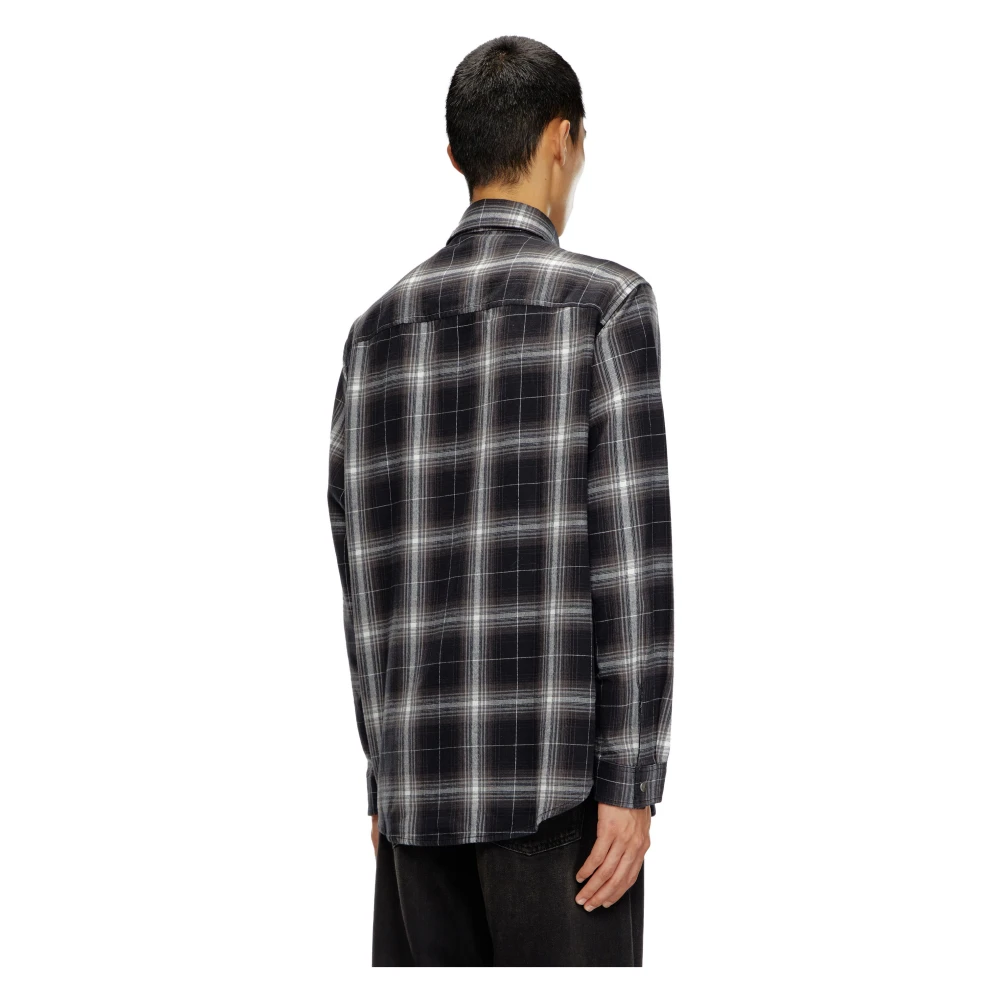 Diesel Oval D Borduurwerk Madras Shirt Black Heren