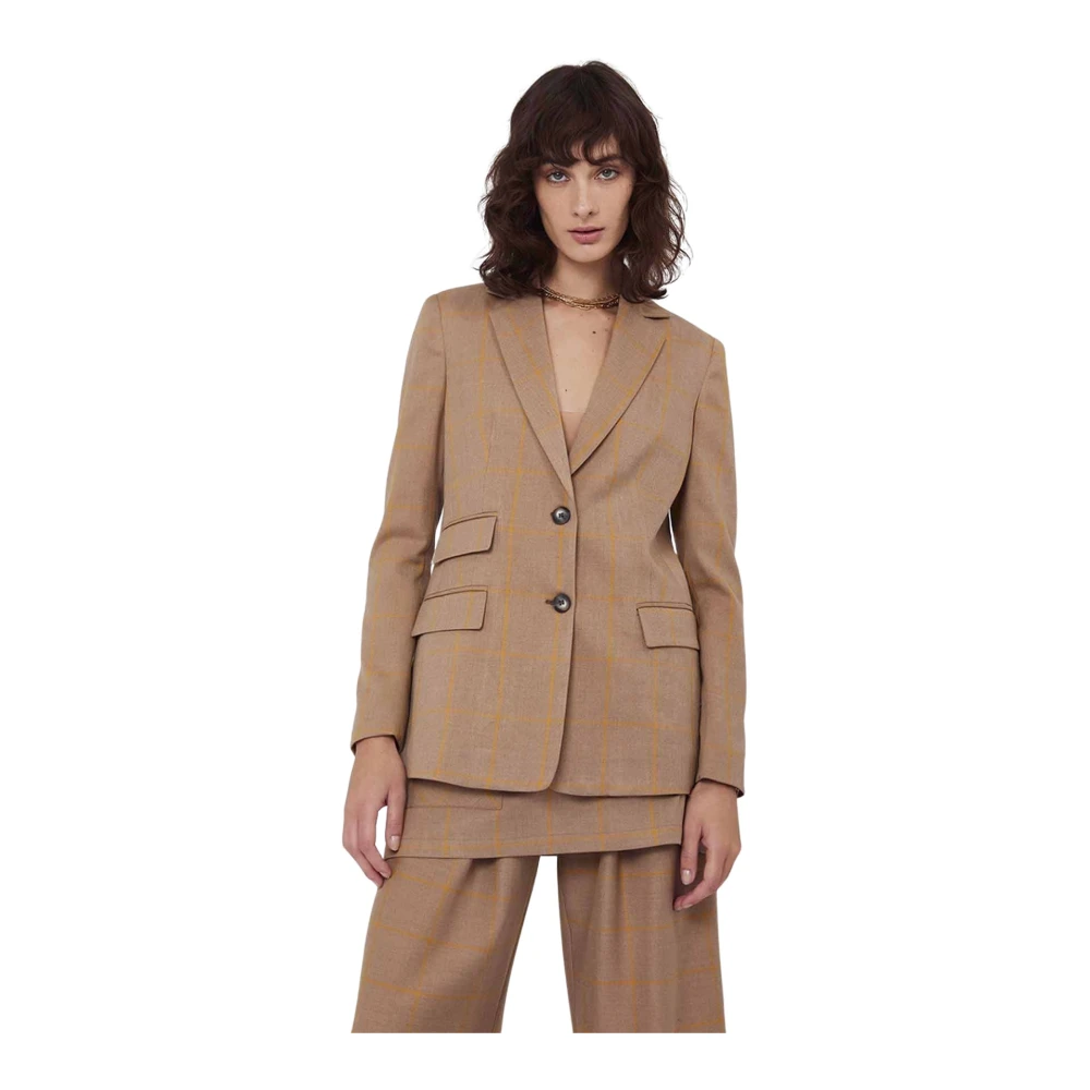 Silvian Heach Vrouw Bruin Jassen Dames, S, Polyester, Geruite Blazer