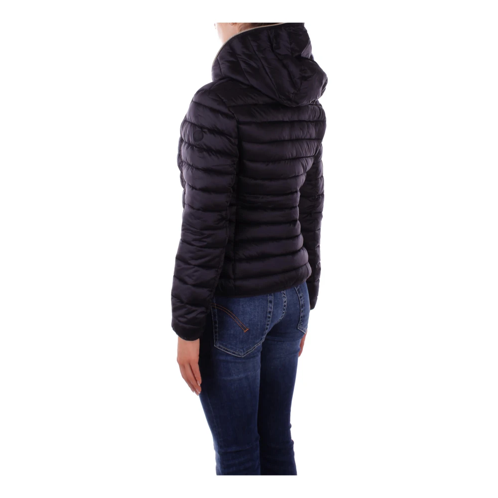 Save The Duck Zwarte Hoodie met zijlogo rits Black Dames
