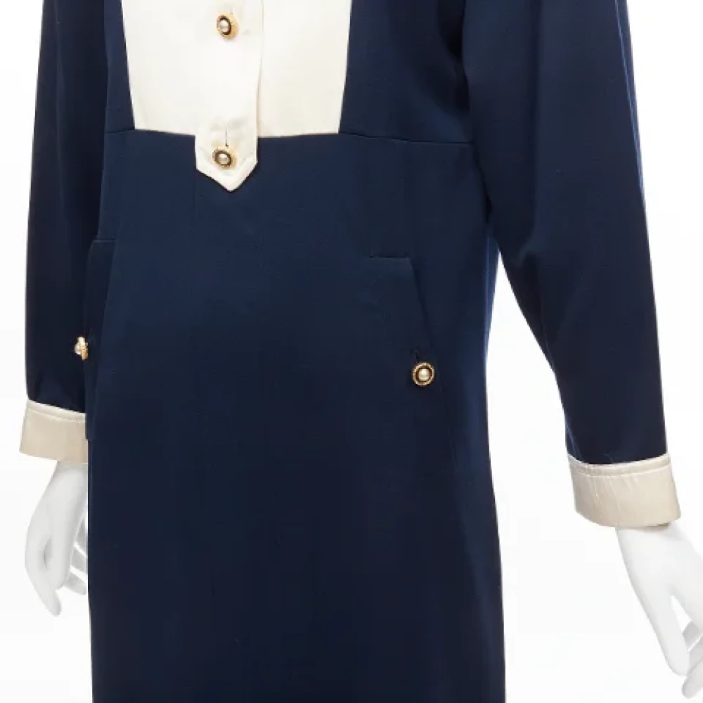 Chanel Vintage Pre-owned Wool dresses Blue Dames