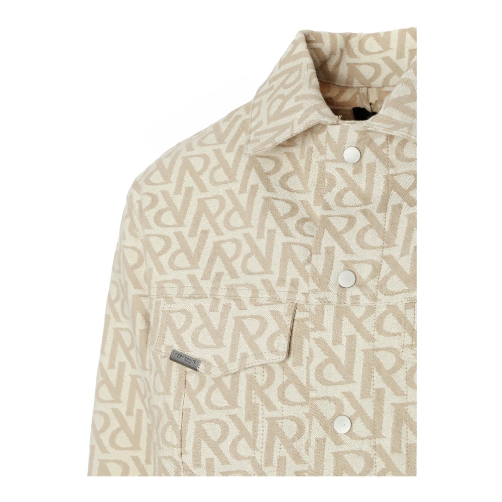 Represent Initial Denim Jacket Beige Heren