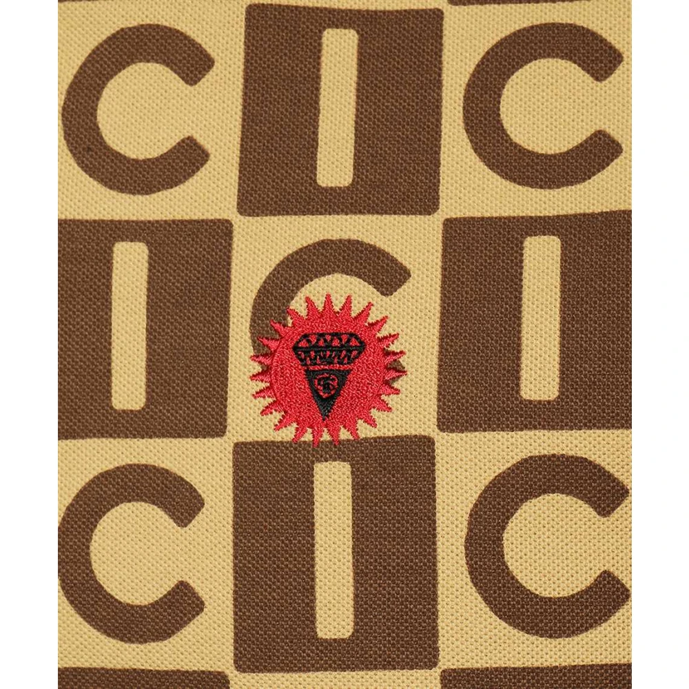 Icecream Monogram Print Polo Shirt Brown Heren