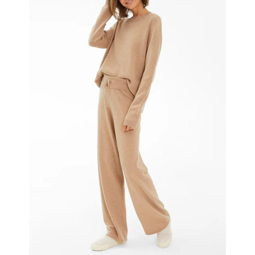 Juvia Wijde Cashmere Blend Gebreide Broek Brown Dames
