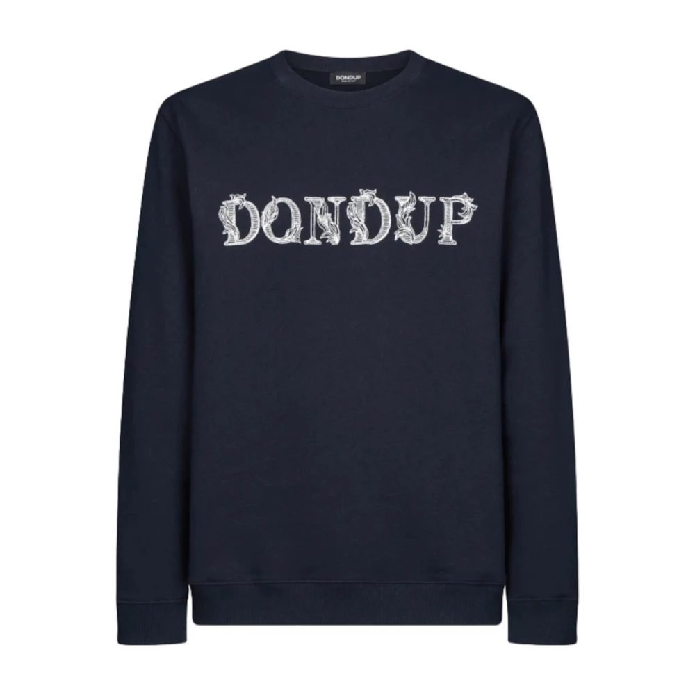 Dondup Logo Print Katoenen Sweater Blue Heren