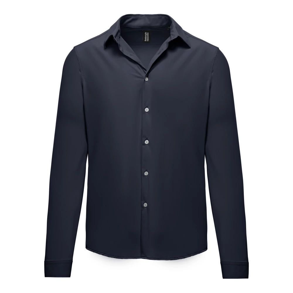 Bomboogie Herr Blå Skjortor S, Nylon, Slim Fit Stretch Skjorta